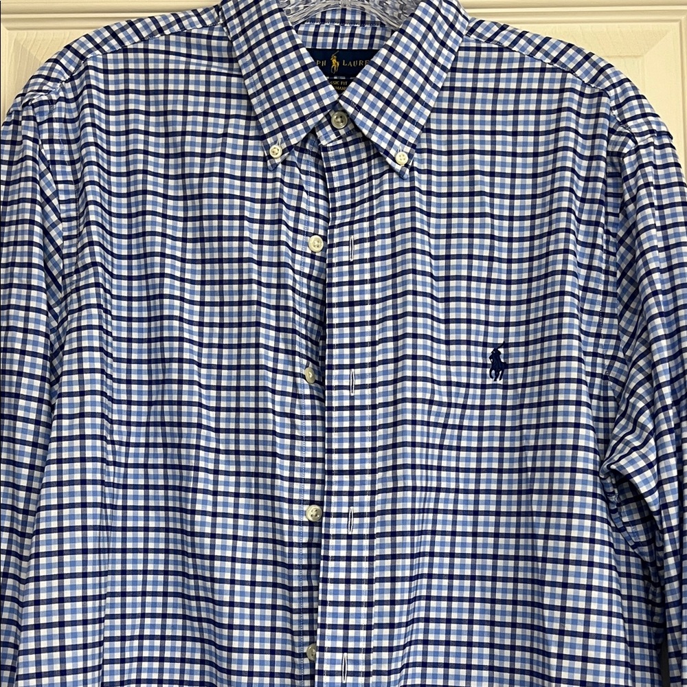 Polo by Ralph Lauren Men's Navy and White Plaid Shirt